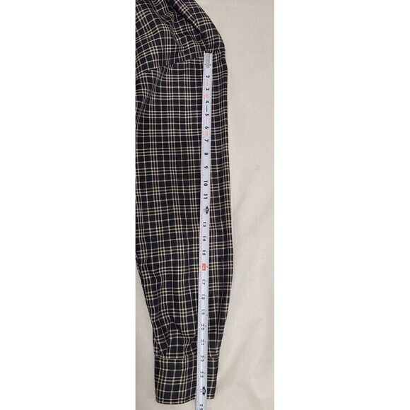 Burberry London Plaid Button Down Long Sleeve Shirt Black Men's Sz L Made In USA - Picture 3 of 10